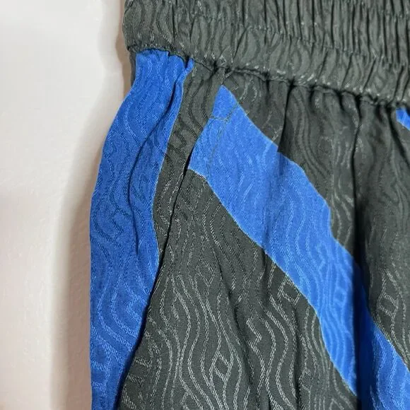 Seek Collective Echo Print Silk Pants Black Blue Womens Small